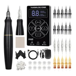 Maschinell professioneller Tattoo Hine Set P90 ähnlicher Rotationsstift Permanent Make -up -Hine -Gerät mit Patrone für Augenbrauen Lippenrosa Farbe