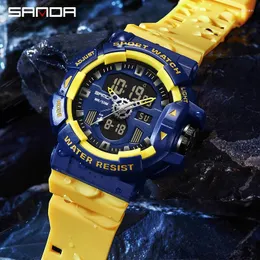 손목 시계 Sanda Top Luxury G Style Watches Men Dual Display 시계 방수 스포츠 손목 시계 시계 남성 Reloj de Hombre