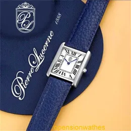 Tank de carters zegarek Pierre Lucerne 1888 Swiss Inspired Vintage Tank Projekt Men Dress Watch Blue Band fni5kr