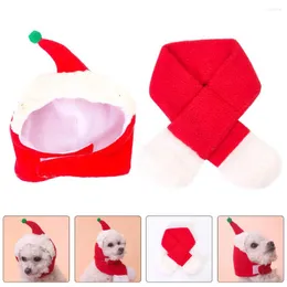 Dog Apparel Pet Christmas Set Hat Scarves Household Puppy Scarf Head Cover For Dogs Warm Flannel Headdress Cotton