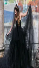 Schwarze Hochzeitsschleier Tulle Long Bridal Veil Halloween Party Brautschleier Brautparty Geschenke Hochzeitszubehör 1t ohne Kamm 3 M2799999