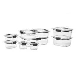 Rubbermaid Brilliance Food Storage Containers 18 Piece Set Leak-Proof BPA Free Clear Tritan Plastic Food Storage 240328