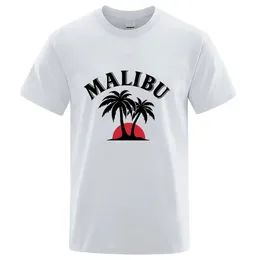 Малибу ром хлопчатобумажная футболка женщин, мужские винтажные футболки с коротким рукавом, ретро -бренд топы 240323