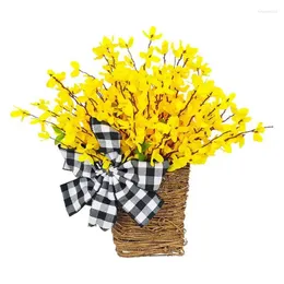 Flores decorativas da porta da mola grinaldas dianteiras do lado de fora da cesta artificial Wreathflower Wildflower Janela Decor