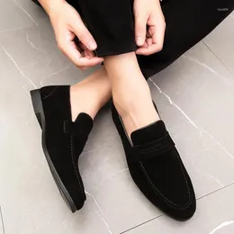 Sapatos casuais Spring Genuine Leather Suede Loafer Mens Soft Trends Nightclub Man Mocassins calçados para moda
