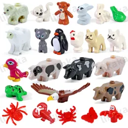 10pcs Tiere Blöcke Spielzeug MOC Leopard Bären Kuh Vogel Modell Bausteine Setzen Sie kompatible Mini -Ziegel DIY -Spielzeug für Kinder Geschenk