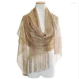 Schals Sexy Gold Silber Faden Dünne Lange Glänzende Sonnencreme Schatten Schal Weibliche Hohle Spitze Quaste Party Abendkleid Mantel Schal P36