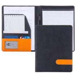 Padfolio Black A4 Portfolio Padfolio Custom Business Executive Document File Folder PU Leather Manager Conference Folder For Documents