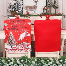 Chaves de cadeira de volta de Natal confortável reutilizável Santa Elk Gnome Slipcovers Supplies de decoração de capa de desenho animado para flanela doméstica