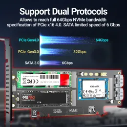 JEYI NVME NGFF و MSATA SSD PCIE 4.0/3.0 بطاقة محول ، 3 في 1 M.2 NVME إلى PCIE/M.2 SATA SSD إلى SATA III/MSATA إلى SATA