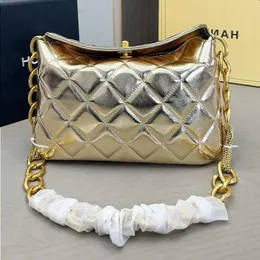 Borsa a tracolla ascellare a catena spessa per donna Borsa con cerniera in oro con diamanti Borsa a tracolla di lusso Borsa a tracolla firmata Borsa in argento Borse di lusso Messe