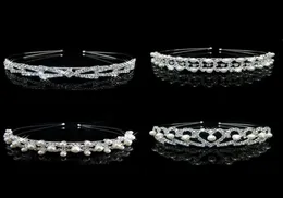 Sweet Silver Pearls Wedding Poeces Coroas de Breaded Bridal Crowns Rhinestone Bandas de cabeça Pieces 4 Styles Cristais Tiaras Hair Accesso2496411