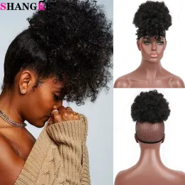 Chignon Chignon Shangke Synthetic Afro gekinky Haarbrötchen Ombre Farbkordel -Pony -Schwanz mit lockigem Knallclip in Haare Puff Haarbrötchen