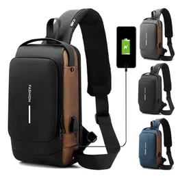 Waterproof USB Crossbody Bag Password Lock Antitheft Shoulder School Bags Multifunction Travel Messenger Chest Pack Bolsas 240328