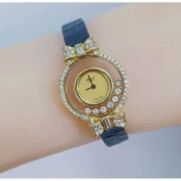 Новый 24 -миллиметровый роскошь счастливого лука Gold Original Diamond 7 British Women Watch 919697