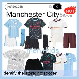 Man City Soccer Jerseys Haaland 23 24 De Bruyne Phillips Mans Cities Grealish Ferran Mahrez Foden Bernardo Joao Z 축구 셔츠 남자 키트 유니폼 세트 유니폼