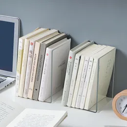 2Pcs Clear Acrylic Bookends L-shaped Desk Organizer Desktop Book Holder School Stationery Office Decorative Accessories