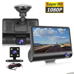 Car Dvr Car Dvrs Driving Recorder Dvr Hd 1080P 3 Lens 170 Degree Rear View Parking Surveillance Camera Matic Video Motion Detection Dr Otcaf