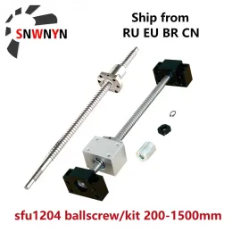 Set 12mm Ballscrew/sfu1204 Ball Screw Kit 2001500mm with Ballnut + Bfbk10 + 1204 Nut Housing + Coupling D20l25 for Cnc 3d Printer