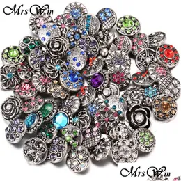 Bracelets de charme 100pcs/lote atacado de 12 mm 18mm de botão de snap jóias para pulseira misto strass metal buttons diy 210323 gota dhtlu