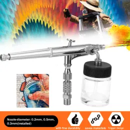 T-134T Professional Airbrush Set for Model Making Art Painting with G1/8 Adapter Wrentch 2 Fluid Cups 2Needles 2 Nozzles Sprayer