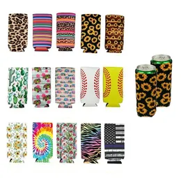 Slim Can Sleeve Neoprene Insulator Cooler Baseball Can Can Roving Water Bottle Cover Bott Case Pouch Leopard Flower 15styles AC11475983924