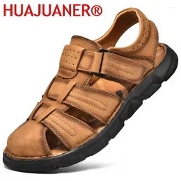 Sandals Classic Men Leather Genuine Leather for Outdoor Disual Luxury Sandal Retro Gladiator Shoes حجم كبير 38-48
