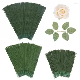 Decorative Flowers 100Pcs/Pack 17/25/30cm Artificial Flower Stems Rose Leaves Base Iron Wire Stem DIY Soap Paper Stub Craft Decor