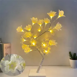 Bordslampor USB -opererad LED -lampa Rose Flower Bonsai Tree Night Lights Garland sovrum dekoration jul hem skrivbord dekor