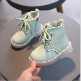 Stiefel neue Frühlings- und Herbst -Kinderstiefel Jungen und Mädchen weiche Sohle auf Slip Reißverschluss Mode Single Stiefel Baby Walkingschuhe