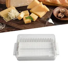 Płytki 1PCS Butter Box 16,5 9,5 5 cm białe PP Cut Surage z przezroczystą pokrywką