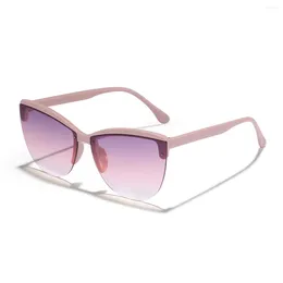 Solglasögon Y2K Vintage Half Frame Cat Eye Women For Men Punk Brand Designer Sun Glasses lyxiga rosa glasögon Sexig dam nyanser