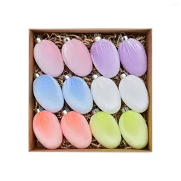 Party Decoration 12PCS Easter Eggs Colorful Flocking Egg Field Decorations Rose And Christmas Po Props For Baby Girl