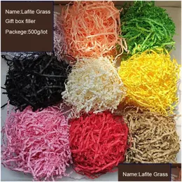 Other Festive Party Supplies 500G/Lot Lafite Grass Gift Box Filler Wavy Fold Paper Mtiple Colour Decorative Fruit Packaging Shockpr Dh3Ji