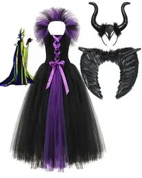 3PCS Maleficent Clothing Set for Girls Tutu Dress Headgear Wings Descendants Villain Maleficent Cosplay Costume Evil Queen Frock T3609857