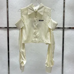 قميص كتف جوفاء قميص قميص طويل الأكمام مصممة فاخرة تتصدر القمصان الساحرة للبصفقة العلامة التجارية الساحرة