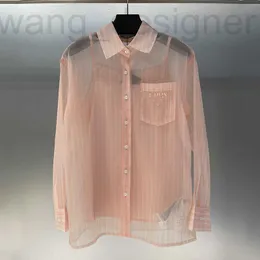 Kadınlar bluz gömlekleri tasarımcı doğrulanmış versiyon doğru lüks moda markası işlemeli mektup rozeti dikey şerit sonbahar gömlek kadın ceket yüksek jr4p