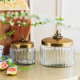 زجاجات التخزين النحاسية جرة غرفة المعيشة المنزل الحلي الكلاسيكية حلوى نحلة يمكن أن أنيقة المطبخ زجاجي منظم