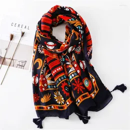 Scarves Autumn Winter Fashion African Ethnic Floral Tassel Viscose Shawl Scarf From Women Print Warm Hijab And Wraps Muslim Sjaal