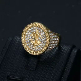 Anello di fusione di simboli in acciaio inossidabile inossidabile hip hop 18k 18k gioielli placcati in oro vero