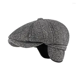 Berretti Cappello KF-Cap Spessi uomini caldi beretto berretto maschio lana vintage papà nonno ottagonale sboy piatto