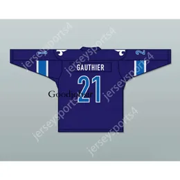 GDSIR Custom Blue Roma Gauthier 21 Le National de Quebec Hockey Jersey New Top Ed S-L-XL-XXL-3XL-4XL-5XL-6XL