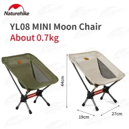 Möbler NatureHike Upgrade Mini YL08 Camping Chair Ultralight 0,7 kg Portable Folding Fishing Beach Garden Moon Chair 600d Oxford Tyg