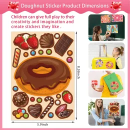 9/18sheets Donut Puzzle Stickers Game Make A Face Funny Assembla Assemblea Children Birthday Party Kids Educational Toys Reput