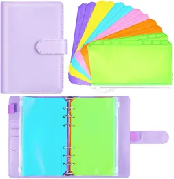 Segregatory A6 PU skórzany notebook okładka Purple napełniacza Planner Journal Binder z 12 -częściowym wodoodpornym spoiwa