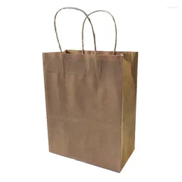 غلاف الهدايا 10pcs/Lot Kraft Paper Color Bag مع مقبض DIY متعدد الوظائف للتسوق من المألوف 27x21x11cm