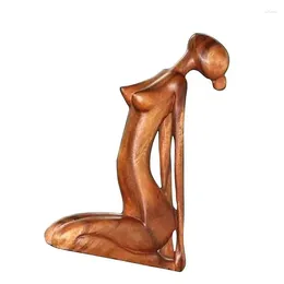 Figurine decorative yoga posa in legno statue decorazioni da donna meditazione giardino per il soggiorno galleria di studio