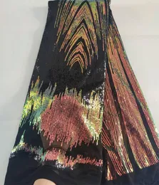 2021 Paillette Lace Fabric Mesh Black African Sticke Sequenz Nigerian French Party Neueste hochwertige Tüllschnüre Fabrics2401349