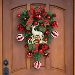 Flores decorativas Christmas Elk Grinalh Ornamento pendurado Porta de frente Pinheiro agulha Garands Ano 2024 Navidad Party Party Wall Decoration