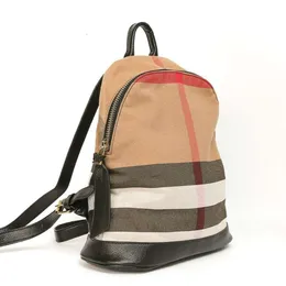 Design a Shoulder Fashion Bag Texture Fashion Checker Canvas Backpack Academy Style Casual Bag Travel Classic Retro European and American Womens